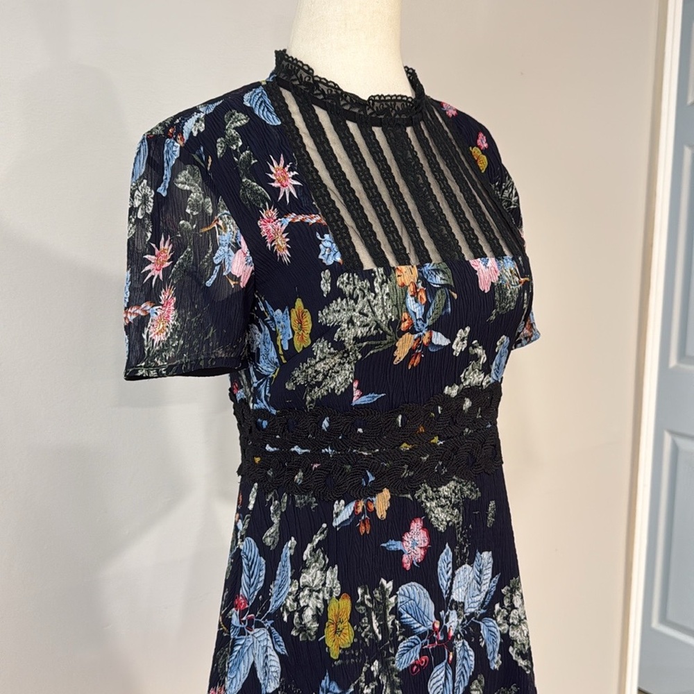 Anthropologie Foxiedox Blue Dainty Floral Pleated Chiffon
Mini Dress - Picture 6 of 9